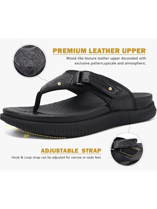 Men\'s Black Orthotic Cushion Flip Flops Athletic Recovery Foam Walking Sandals main image 6
